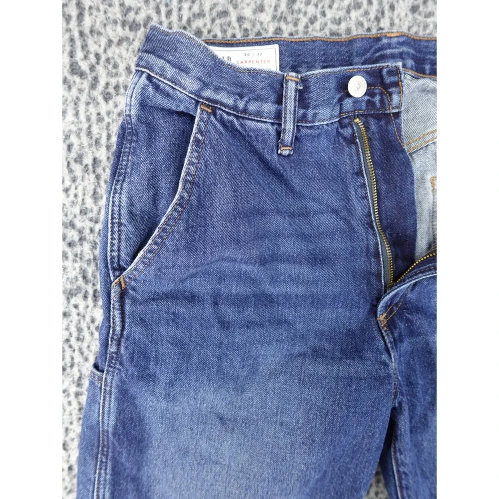 Gap Carpenter Shorts Mens 30 Blue Cut Off‎ Raw Hem Denim Utility